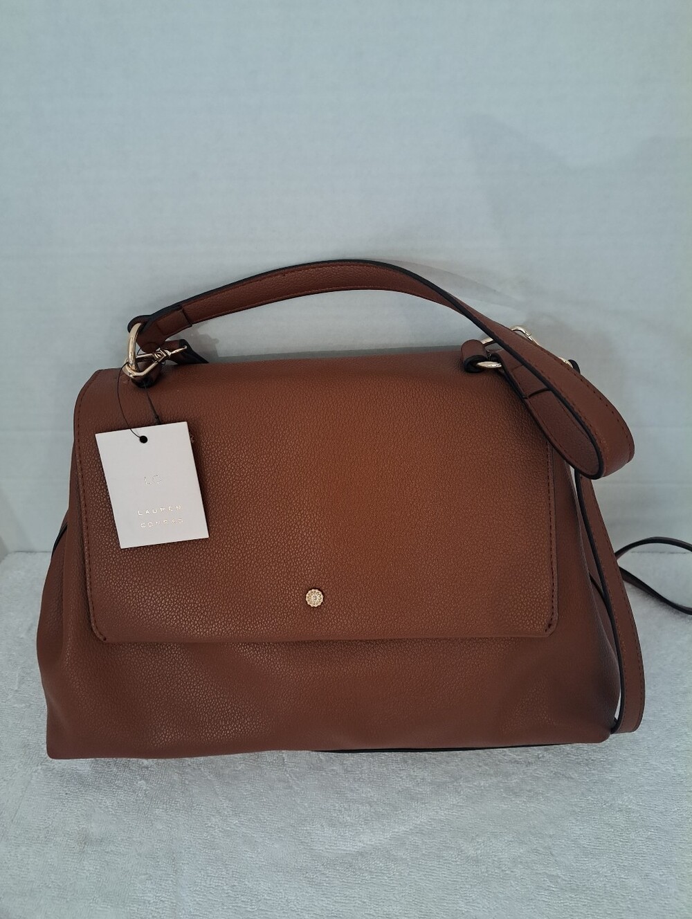 Lauren Conrad Brown Pebbled Vegan Leather Top-Handle/crossbody Women’s Bag